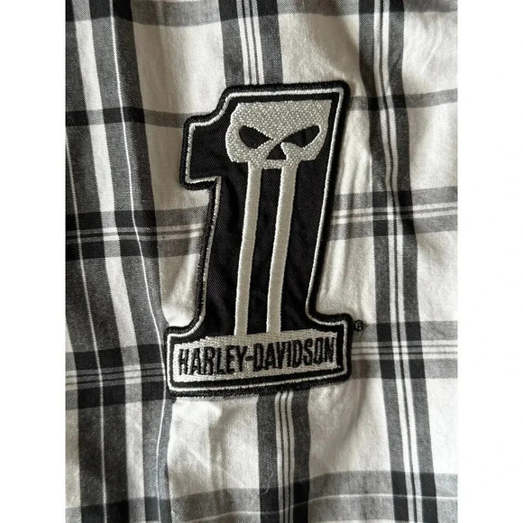 Harley Davidson Mens 3XL Plaid Woven Short Sleeve Shirt - Picture 7 of 10